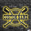 UnusualStandout #725 Personalized Baseball Bat Metal Wall Art With LED Light