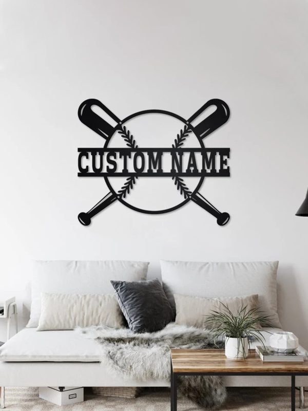 UnusualStandout #725 Personalized Baseball Bat Metal Wall Art With LED Light