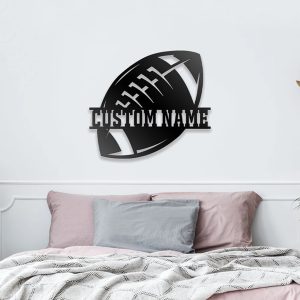 UnusualStandout #729 Personalized Name Football Wall Decor Sign With Rgb Color Changing Led