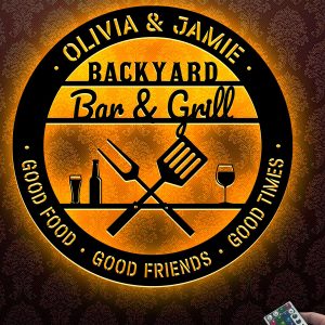 UnusualStandout #731 Personalized Backyard Bar & Grill Metal Wall