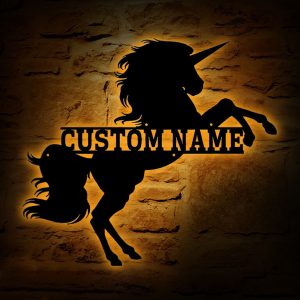 UnusualStandout #737 Personalized Unicorn Metal Led Light