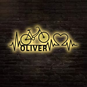 UnusualStandout #743 Personalized Bicycle Heartbeat Metal Sign