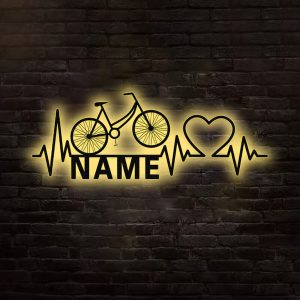 UnusualStandout #743 Personalized Bicycle Heartbeat Metal Sign