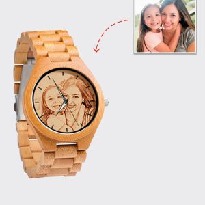 UnusualStandout #751 Personalized Photo All Bamboo wooden watch