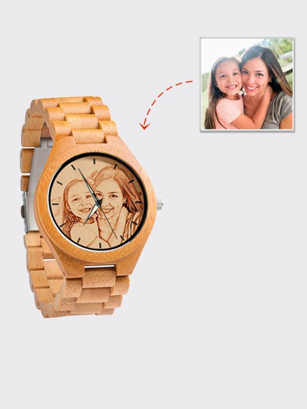 UnusualStandout #751 Personalized Photo All Bamboo wooden watch