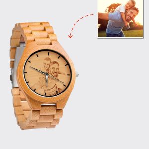 UnusualStandout #751 Personalized Photo All Bamboo wooden watch