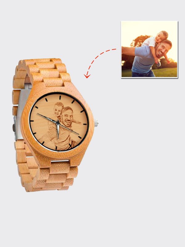 UnusualStandout #751 Personalized Photo All Bamboo wooden watch