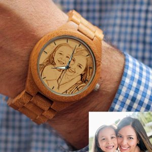 UnusualStandout #751 Personalized Photo All Bamboo wooden watch