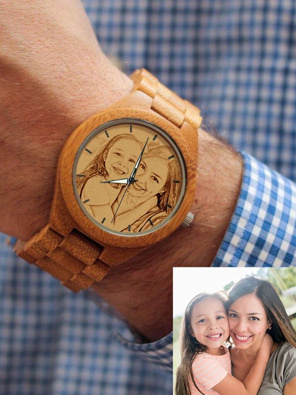 UnusualStandout #751 Personalized Photo All Bamboo wooden watch