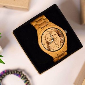 UnusualStandout #751 Personalized Photo All Bamboo wooden watch