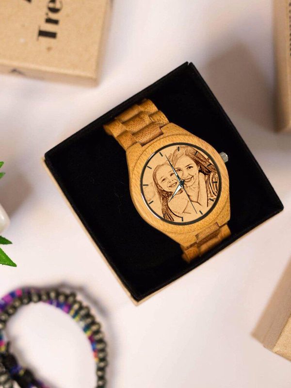 UnusualStandout #751 Personalized Photo All Bamboo wooden watch