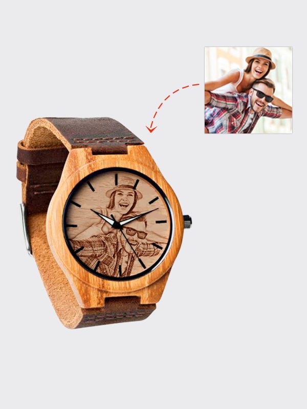 UnusualStandout #752 Personalized Photo Bamboo Wooden Watch