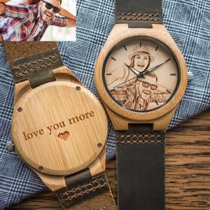 UnusualStandout #752 Personalized Photo Bamboo Wooden Watch