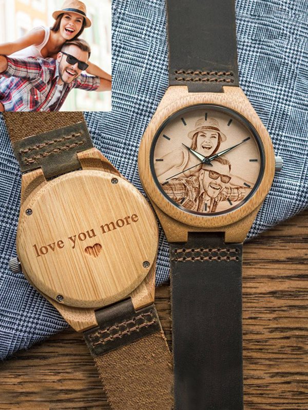 UnusualStandout #752 Personalized Photo Bamboo Wooden Watch