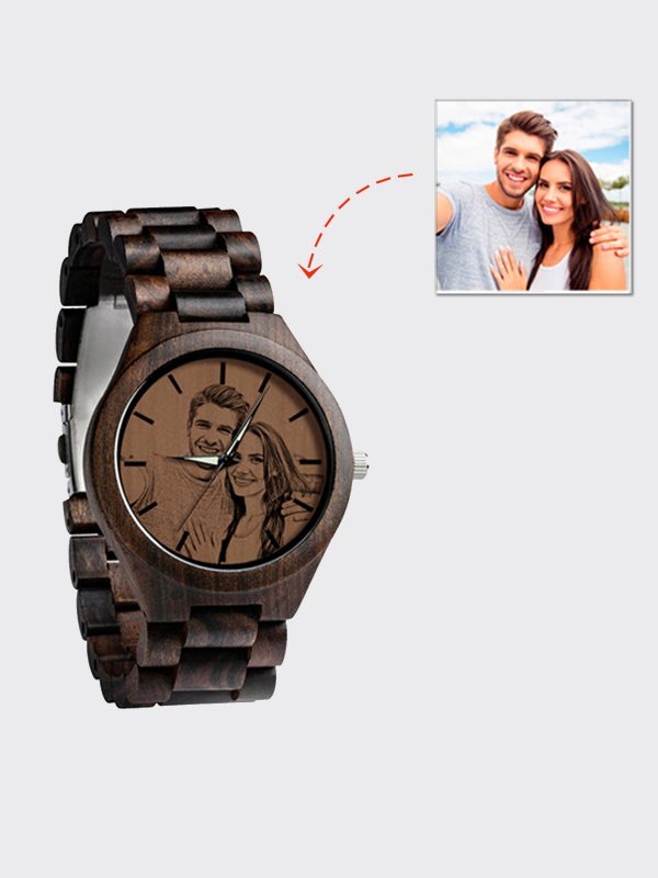 UnusualStandout #753 Personalized Photo Ebony All wooden watch