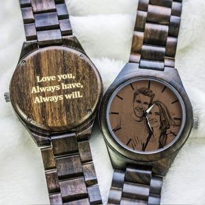 UnusualStandout #753 Personalized Photo Ebony All wooden watch