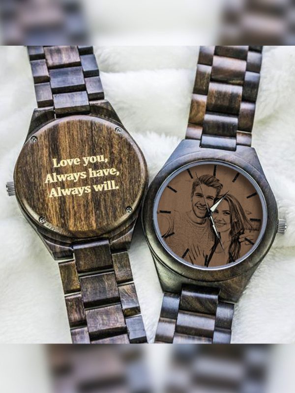 UnusualStandout #753 Personalized Photo Ebony All wooden watch