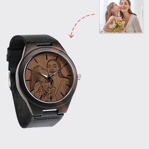 UnusualStandout #754 Personalized Photo Ebony wooden watch