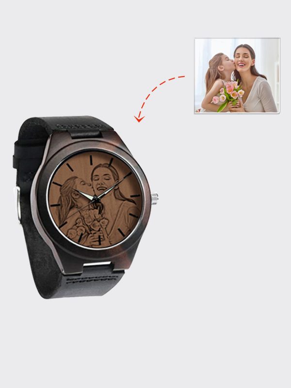 UnusualStandout #754 Personalized Photo Ebony wooden watch