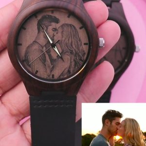 UnusualStandout #754 Personalized Photo Ebony wooden watch