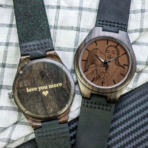 UnusualStandout #754 Personalized Photo Ebony wooden watch