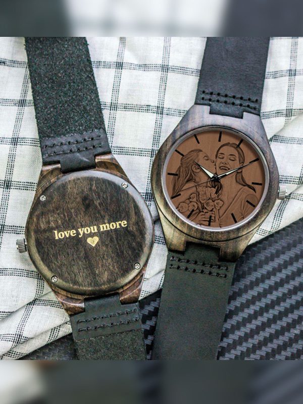 UnusualStandout #754 Personalized Photo Ebony wooden watch