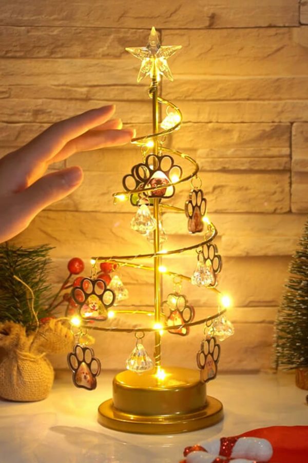 UnusualStandout #758 Personalized Dog Paw Shape Photo Tree Light