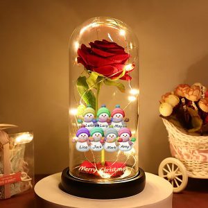 UnusualStandout #766 Personalized Snowman Family Rose Lantern