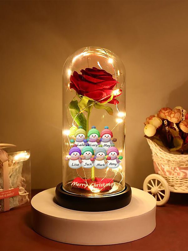 UnusualStandout #766 Personalized Snowman Family Rose Lantern