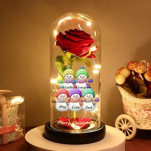 UnusualStandout #766 Personalized Snowman Family Rose Lantern