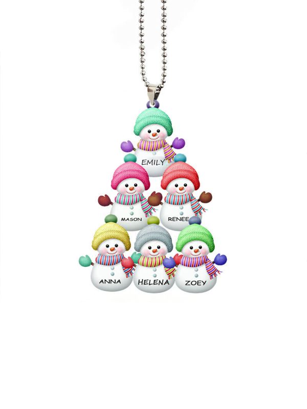 UnusualStandout #768 Personalized Snowman Family Car Ornament