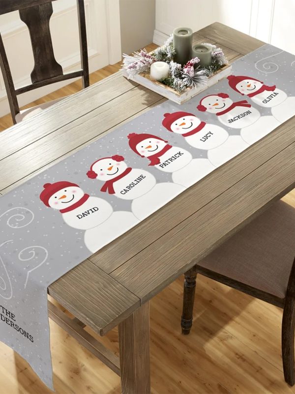 UnusualStandout #771 Personalized Snowman Family Name Table Runner Home Decor