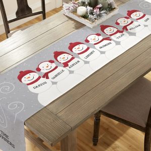 UnusualStandout #771 Personalized Snowman Family Name Table Runner Home Decor