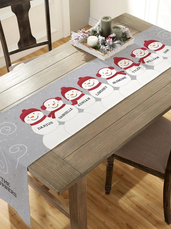 UnusualStandout #771 Personalized Snowman Family Name Table Runner Home Decor