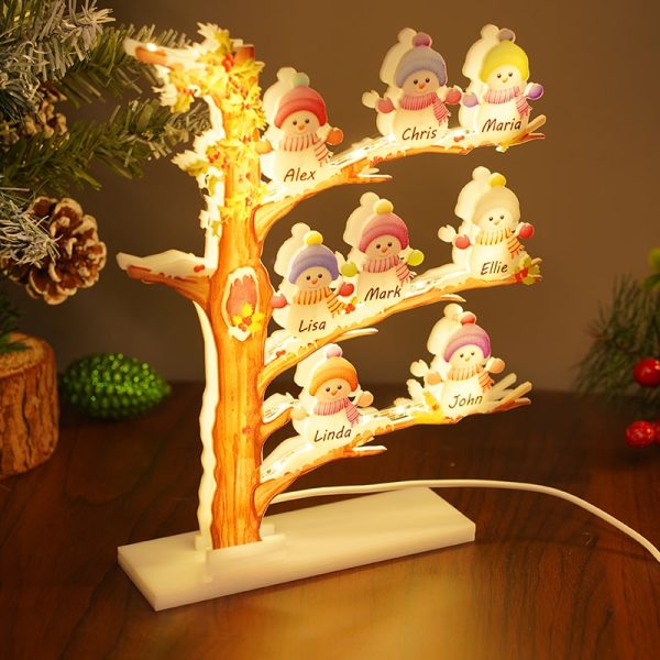 UnusualStandout #772 Personalized Snowman Family Tree Light