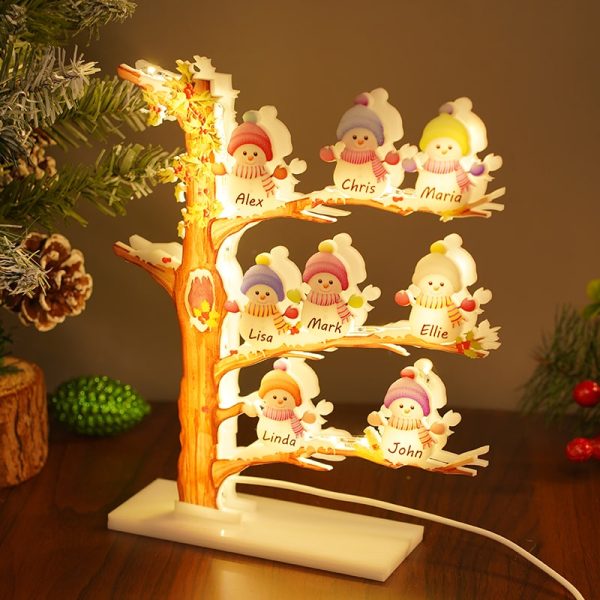 UnusualStandout #772 Personalized Snowman Family Tree Light