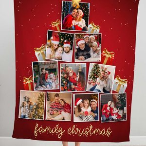 UnusualStandout #781 Personalized Christmas Tree Photo Blanket