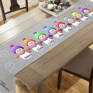 UnusualStandout #787 Personalized Snowman Family Christmas Table Runner