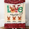 UnusualStandout #788 Personalized Reindeer Blanket with Family Names