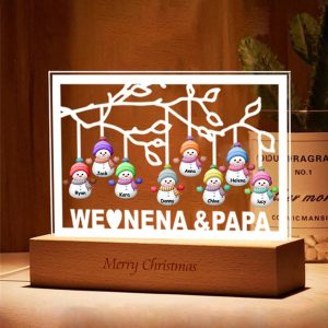 UnusualStandout #789 Personalized Snowman Family Acrylic Lamp