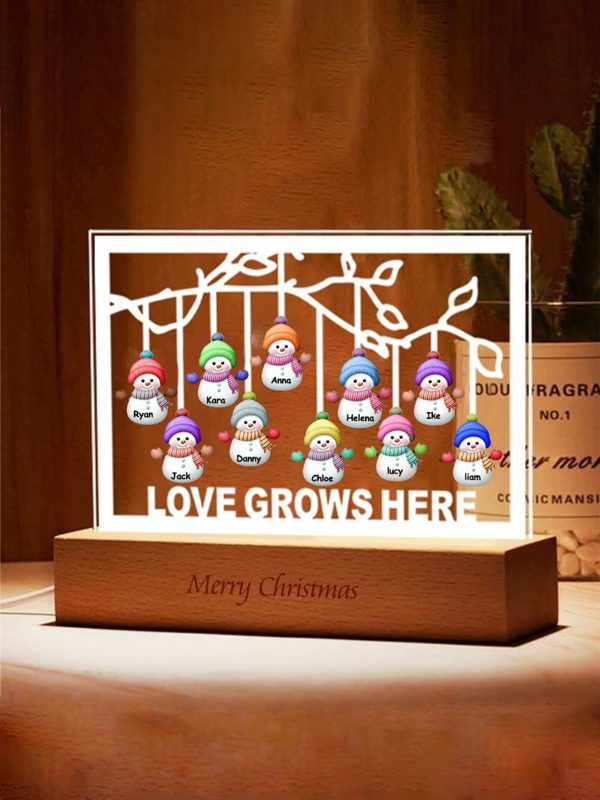 UnusualStandout #789 Personalized Snowman Family Acrylic Lamp