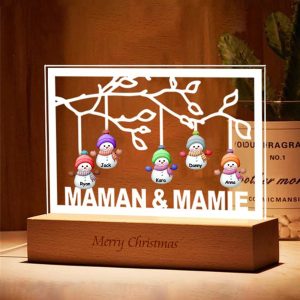 UnusualStandout #789 Personalized Snowman Family Acrylic Lamp