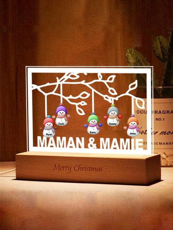 UnusualStandout #789 Personalized Snowman Family Acrylic Lamp