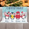 UnusualStandout #791 Personalized Home Christmas Penguin Blanket