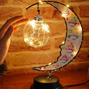 UnusualStandout #800 Personalized Snowman Family Moon Lamp