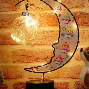 UnusualStandout #800 Personalized Snowman Family Moon Lamp