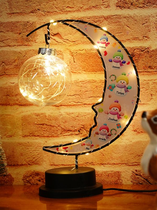 UnusualStandout #800 Personalized Snowman Family Moon Lamp