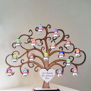 UnusualStandout #801 Personalized Wooden Christmas Snowman Family Tree Decoration