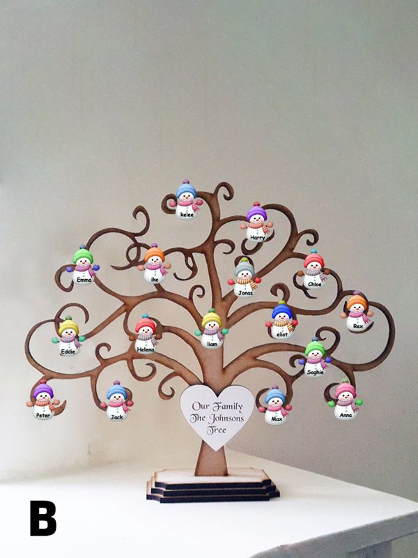 UnusualStandout #801 Personalized Wooden Christmas Snowman Family Tree Decoration