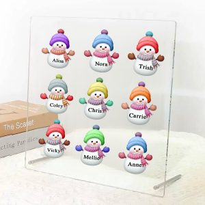 UnusualStandout #802 Personalized Acrylic Snowman Family Keepsake Gift